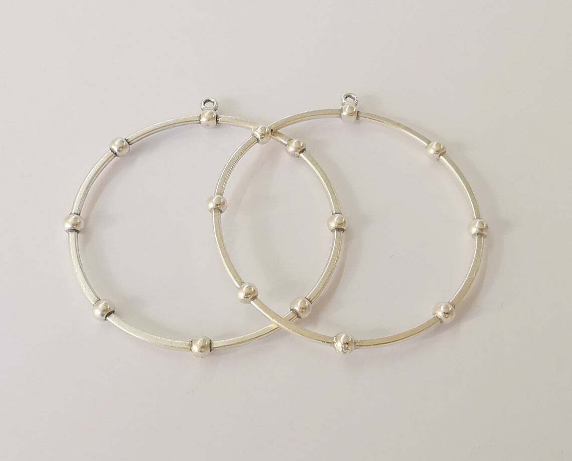 Circle Hoop Findings Charms Antique Silver Plated jewelry Accessories G24600