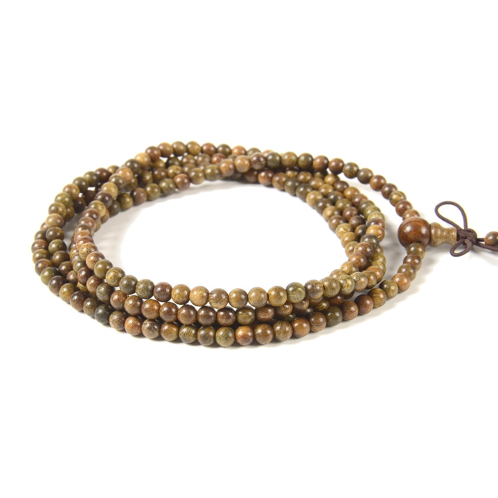 4MM Natural Fragrant Green Sandalwood Mala Meditation Round 34inch(80020474-398)