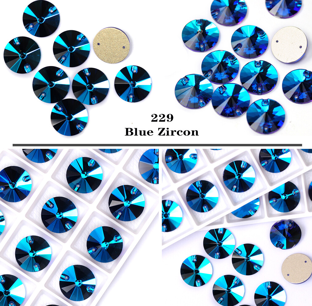 3200 Colorful Rivoli round shape crystal glass sew on rhinestone Sewing Beads