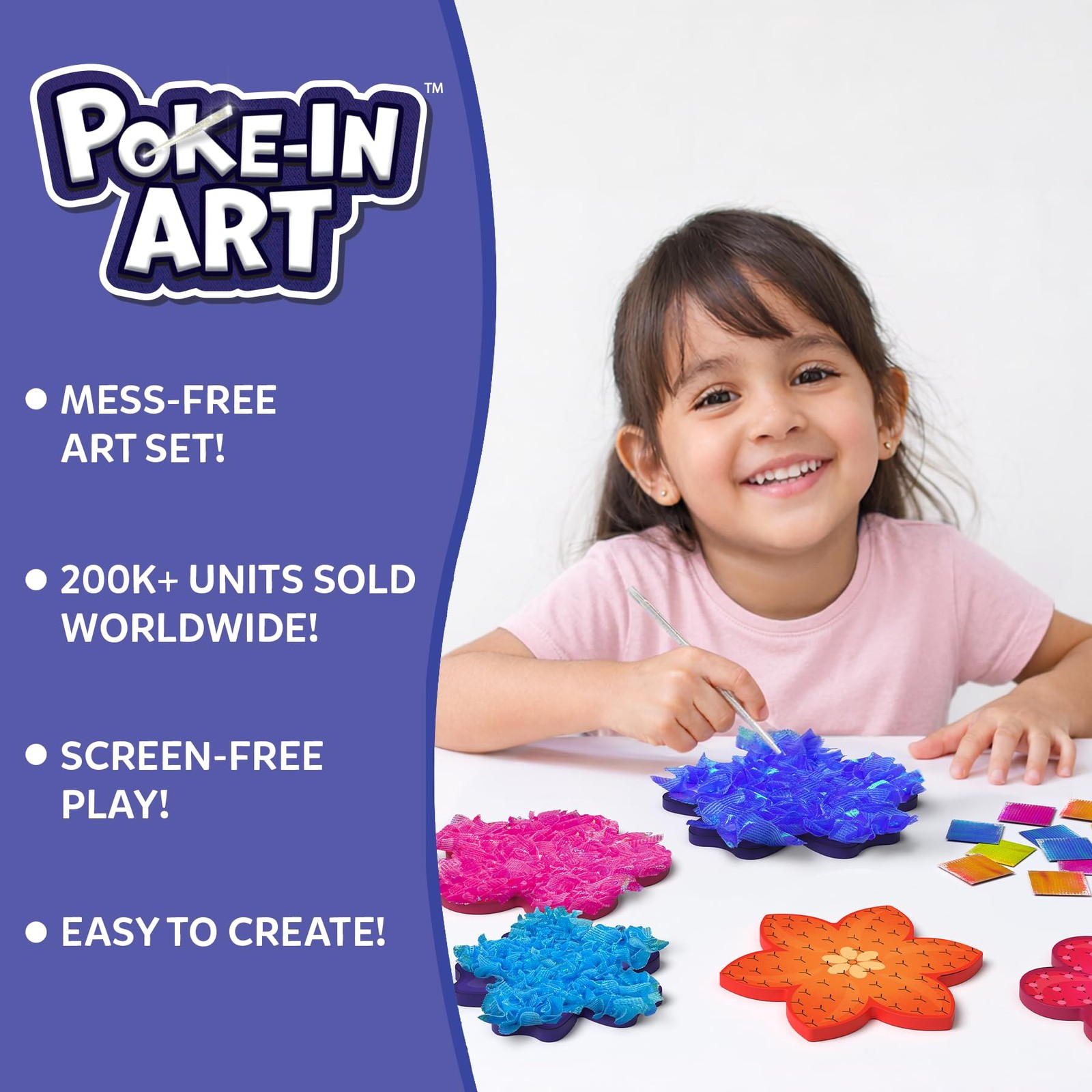 Poke-in Art Flower Bouquet DIY Wood Craft Kit Mess-Free Creative Play Ages 4-9