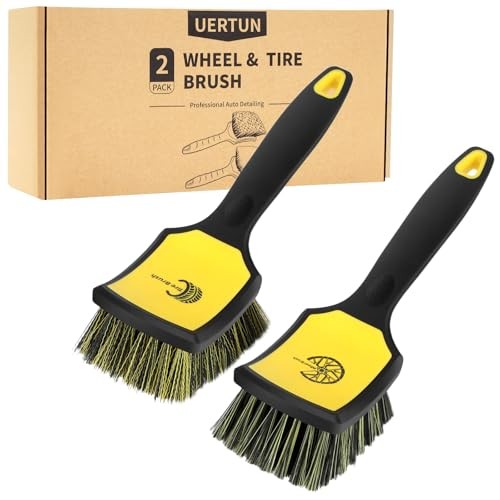 Wheel and Tire Brush Detailing Kit, Yellow | Soft Rim Brush & black yellow