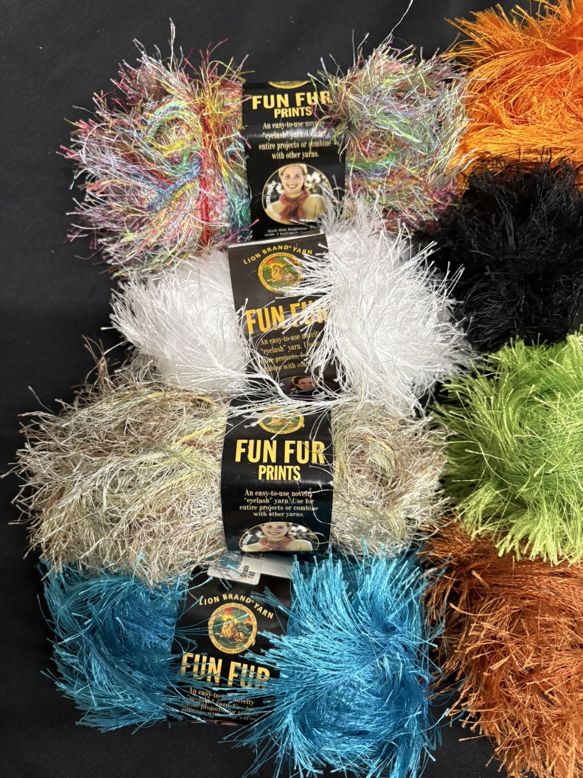 Lion Brand Yarn Fun Fur Lot of 8 Skeins varies colors
