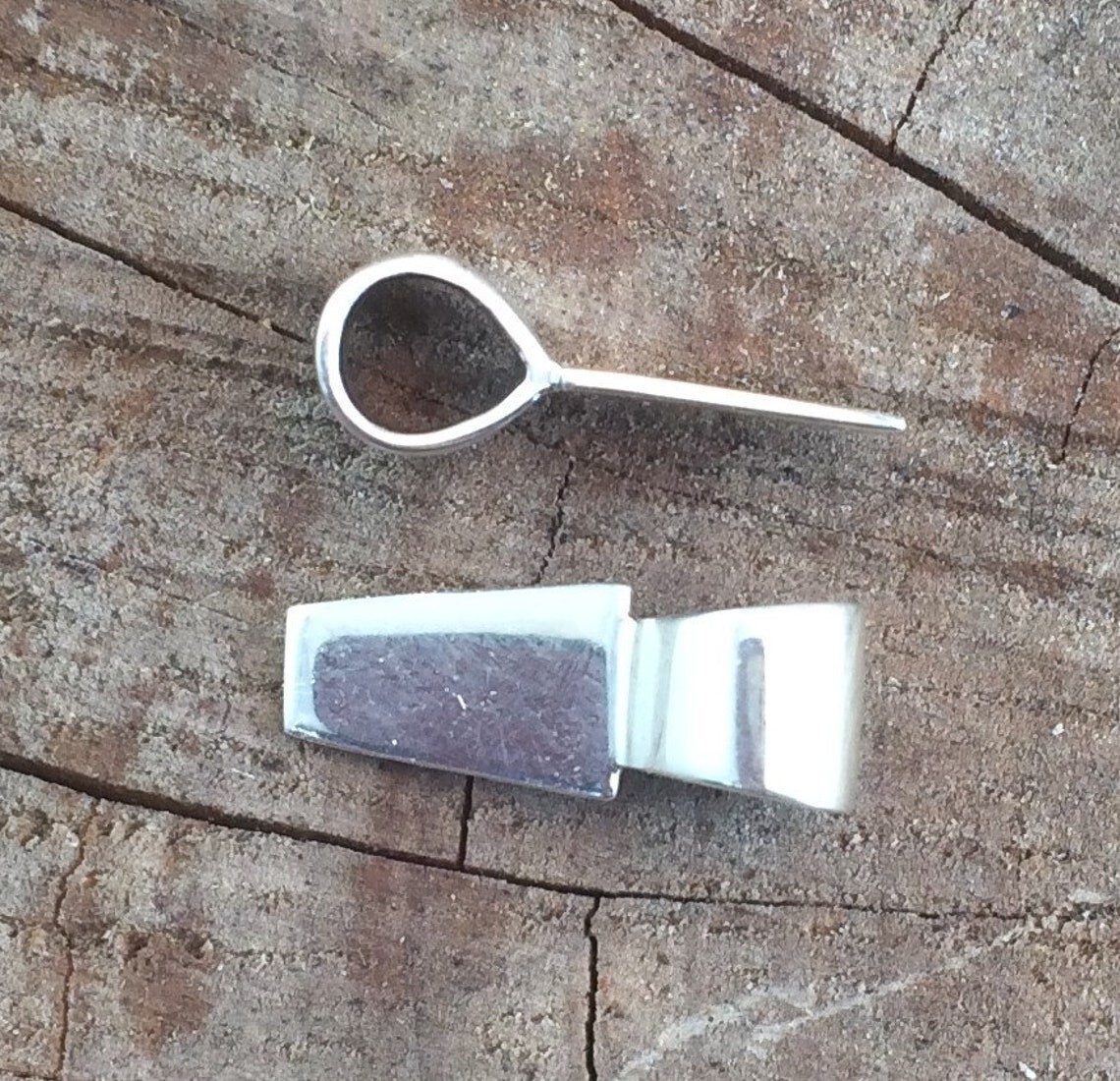 Sterling Silver Glue On Pendant Bail 6mm x 15mm .925 Highly Polished