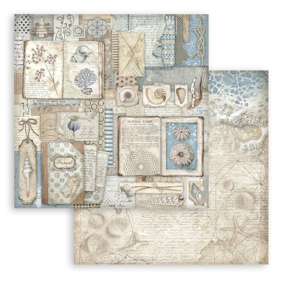 Stamperia SILENT SEA 8×8 Paper Pad 10 Sheets Mixed Media Beach Nautical SBBS125