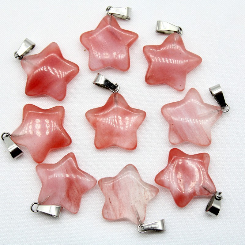 50pcs Artificial Cherry Quartz Stone Star Gemstone Beads Pendants Jewelry Making