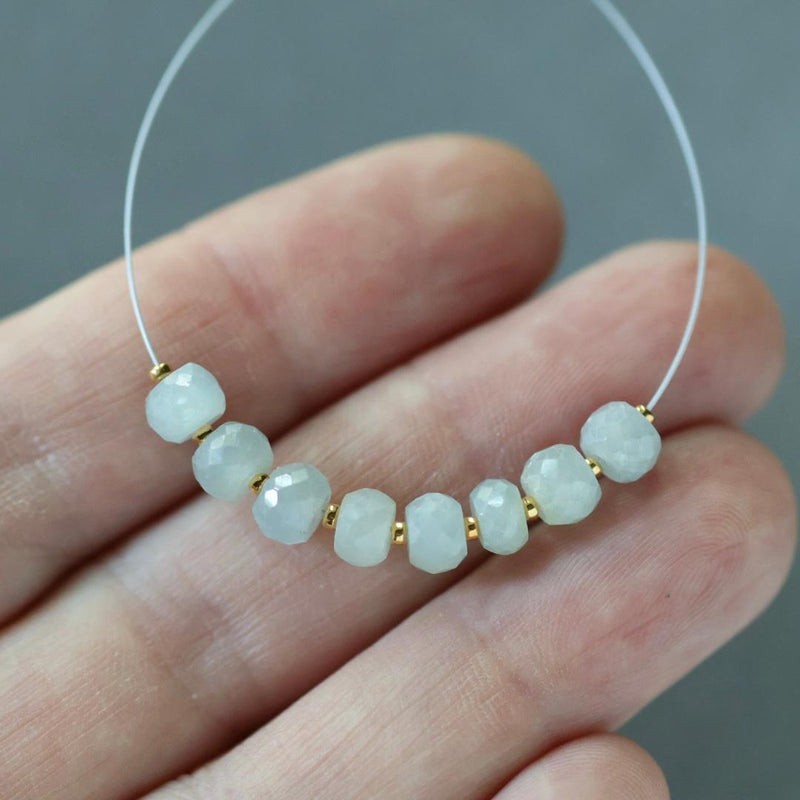 Rare Aqua Blue Sapphire Beads Faceted Rondelle 5.5mm Gray Natural Sapphire 8 PCs