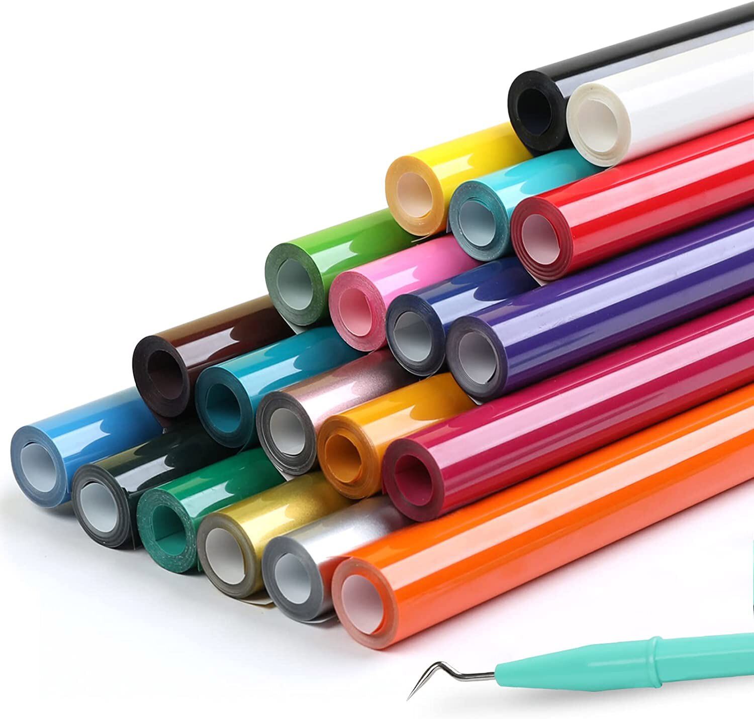 HTV Heat Transfer Vinyl Bundle – 20 Pack 12” x 3FT Easy Cutting Iron on Vinyl
