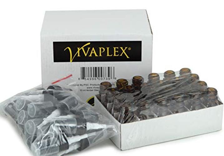 , 24, Amber, 10 ml (1/3 oz) Glass Bottles, with Black Fine Mist 0.3 Ounces