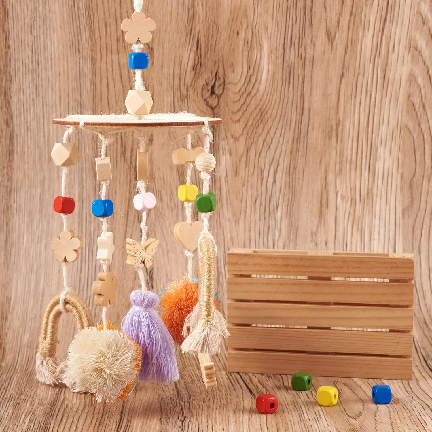100Pcs Mixed Color Dyed Cube Wood Beads 10X10Mm Colorful Wooden Square Loose Spa
