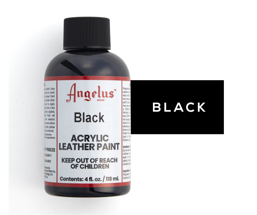 Angelus Brand Acrylic Leather Paint Waterproof Black – 4.oz