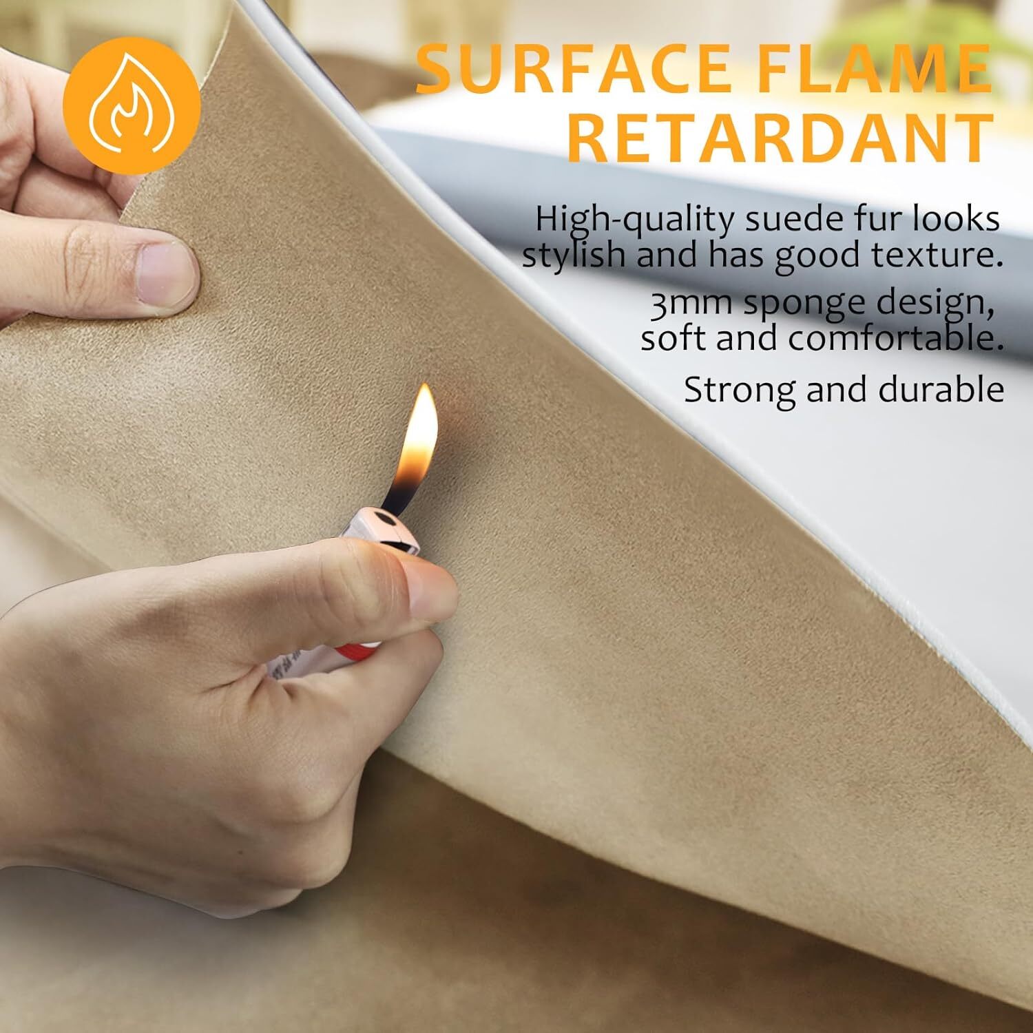 60”W Beige Suede Headliner Fabric Foam Backed For Car Inner Roof Repair