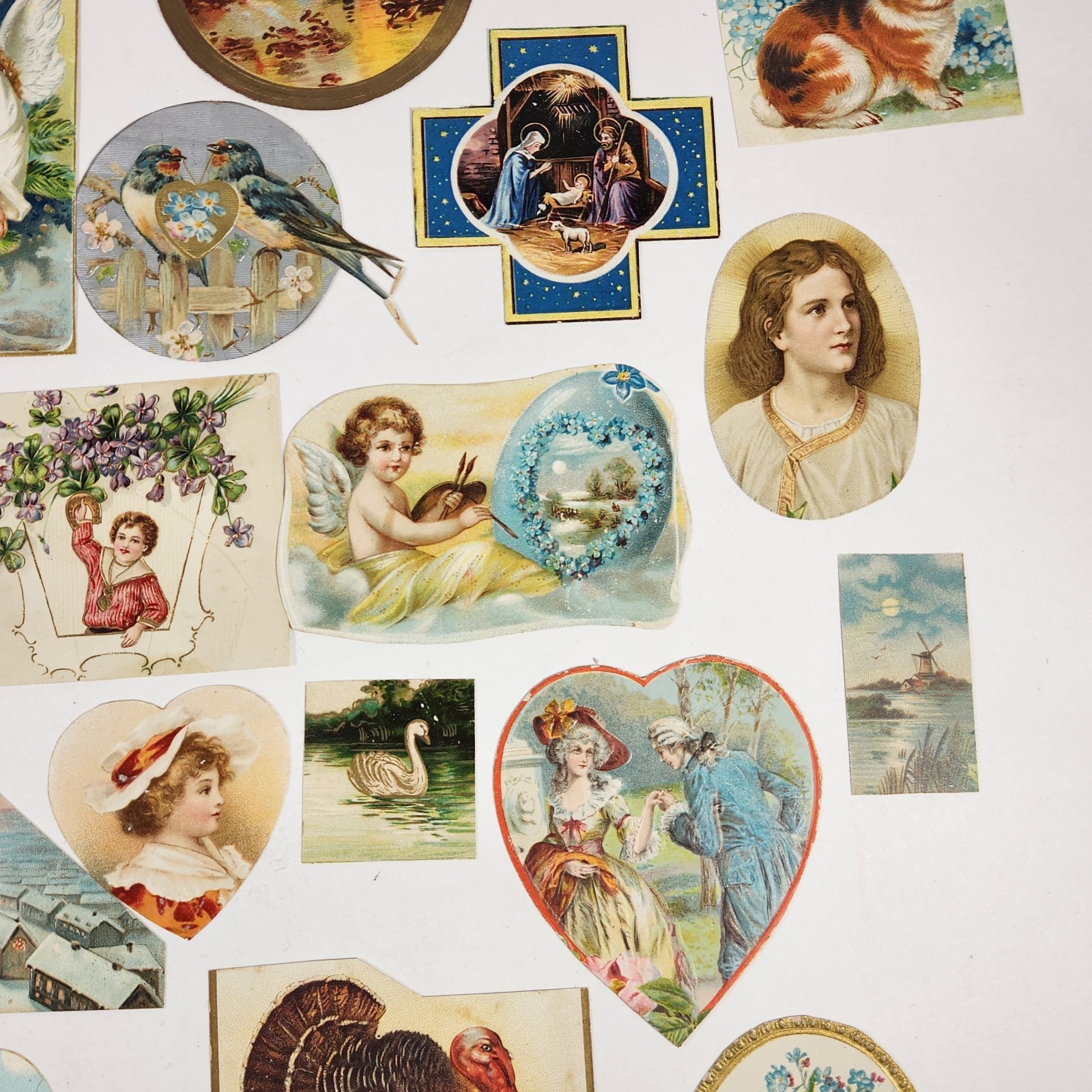 Antique Ephemera Mixed Postcard Remnants, Scrapbook Pieces Early 1900s Mixed Lot