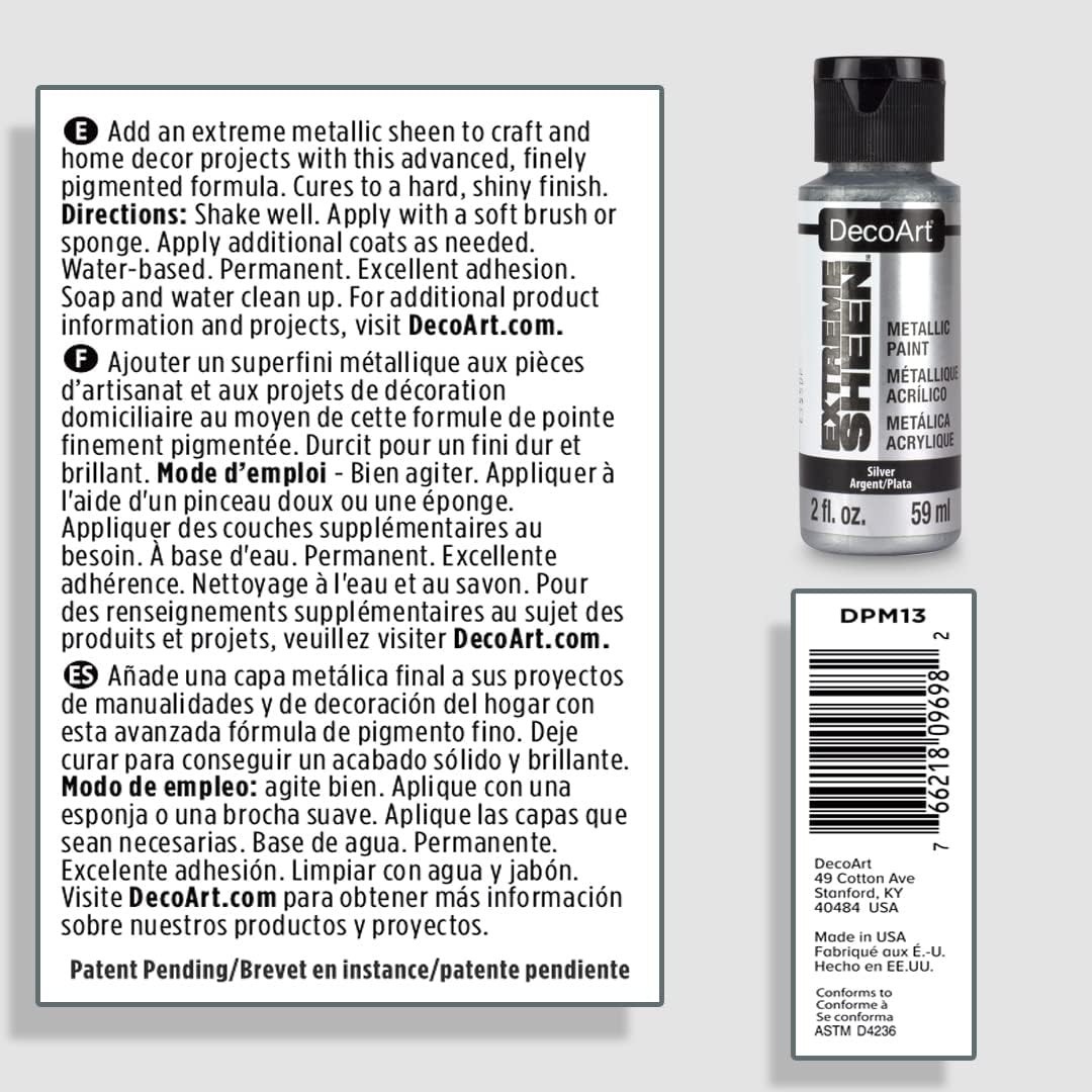 Luxurious Silver Extreme Sheen Paint – 2 Ounce Bottle for Stunning Results