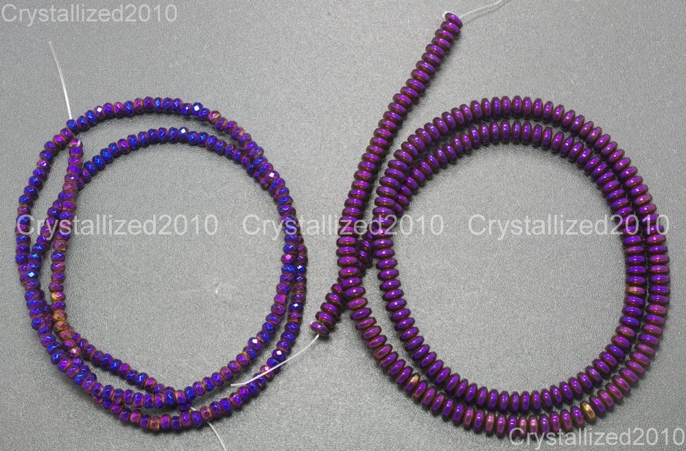 Hematite Gemstone Rondelle Spacer Beads 2mm 3mm 4mm 6mm 8mm Smooth Faceted 16″