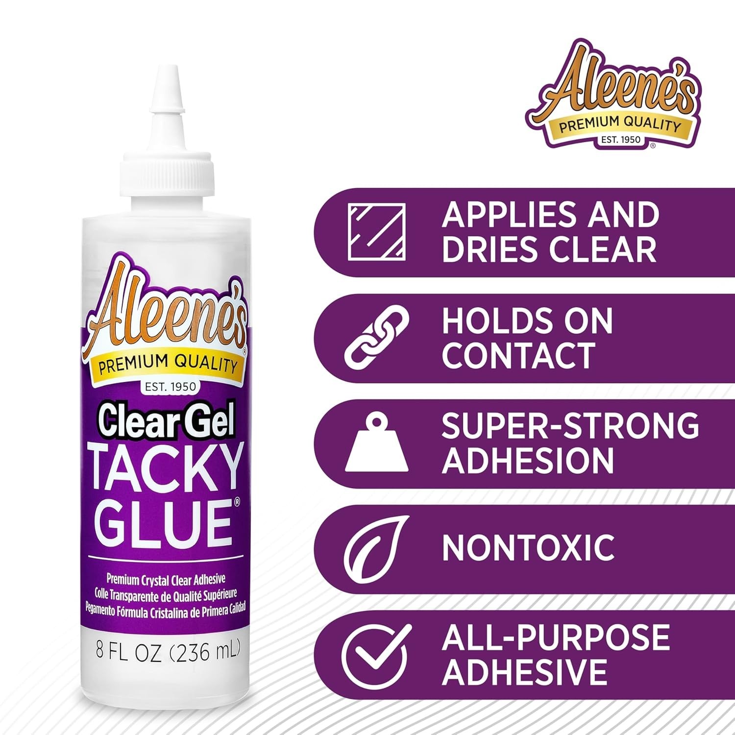 Clear Gel Tacky Glue — All Purpose Adhesive — 8 fl oz. — Aleene’s