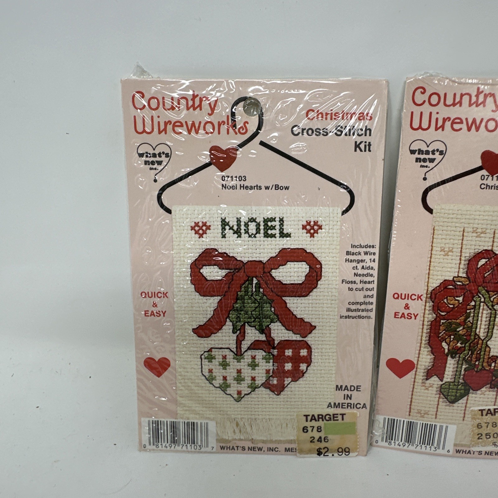 Country Wireworks Lot of 3 Christmas Wire Hanger Cross Stitch Kits New Old Stock