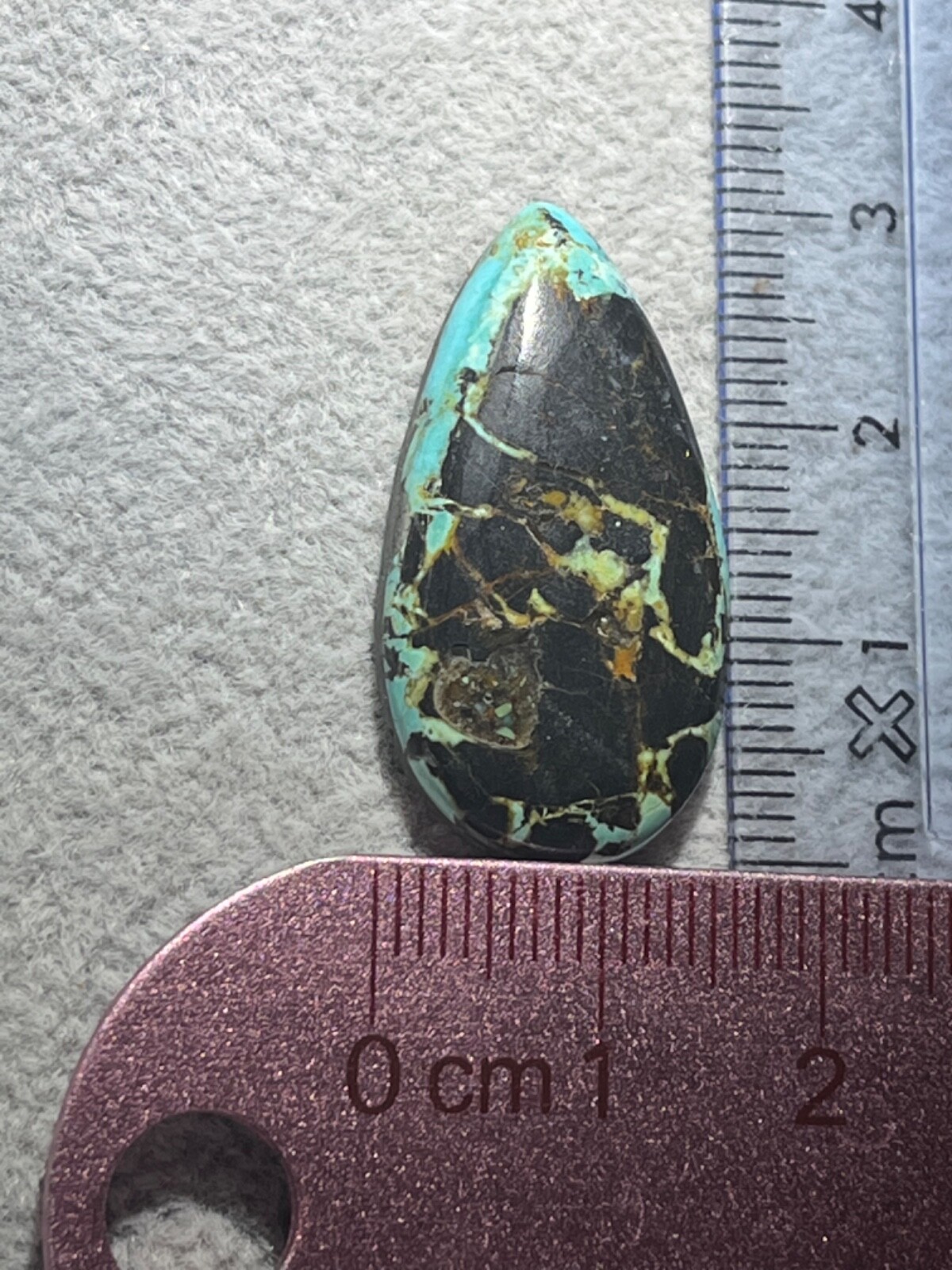 Blue Moon Turquoise 17 ctw Pear tear drop Cabochon. Tonopah, Nevada USA mined