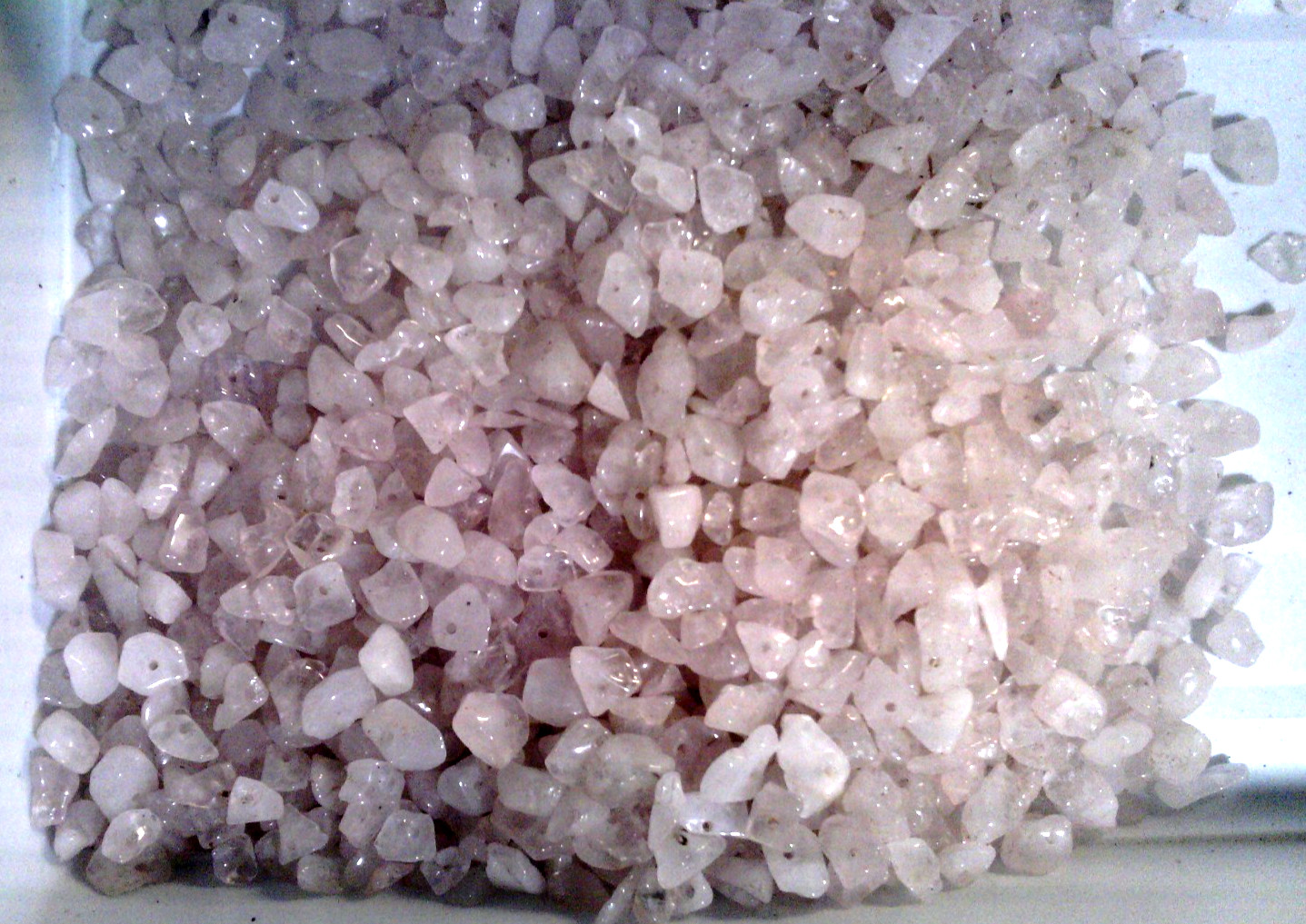 Vtg 235 grams Pale Pink Rose Quartz Chip Beads Sizes Vary JEWELRY #031312w LL