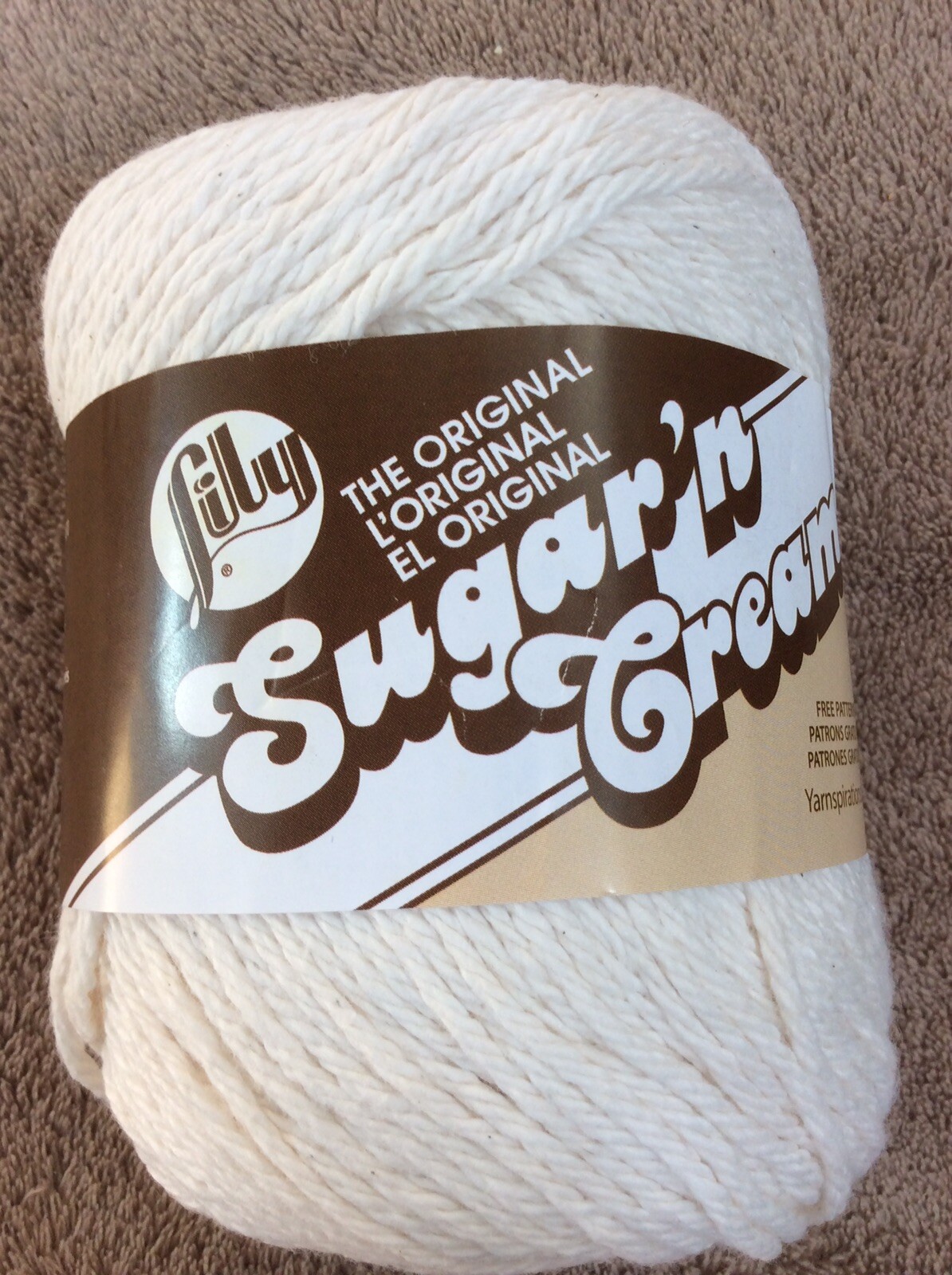 NEW 2 Skeins Lily Sugar’n Cream Cotton Yarn Solid Ecru (off White) 2.5 Oz 4 Ply