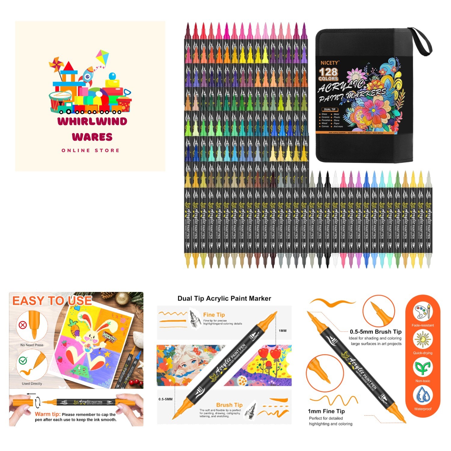 Multicolor Acrylic Paint Marker Set – 128 Dual Tip Pens for Diverse Art Projects
