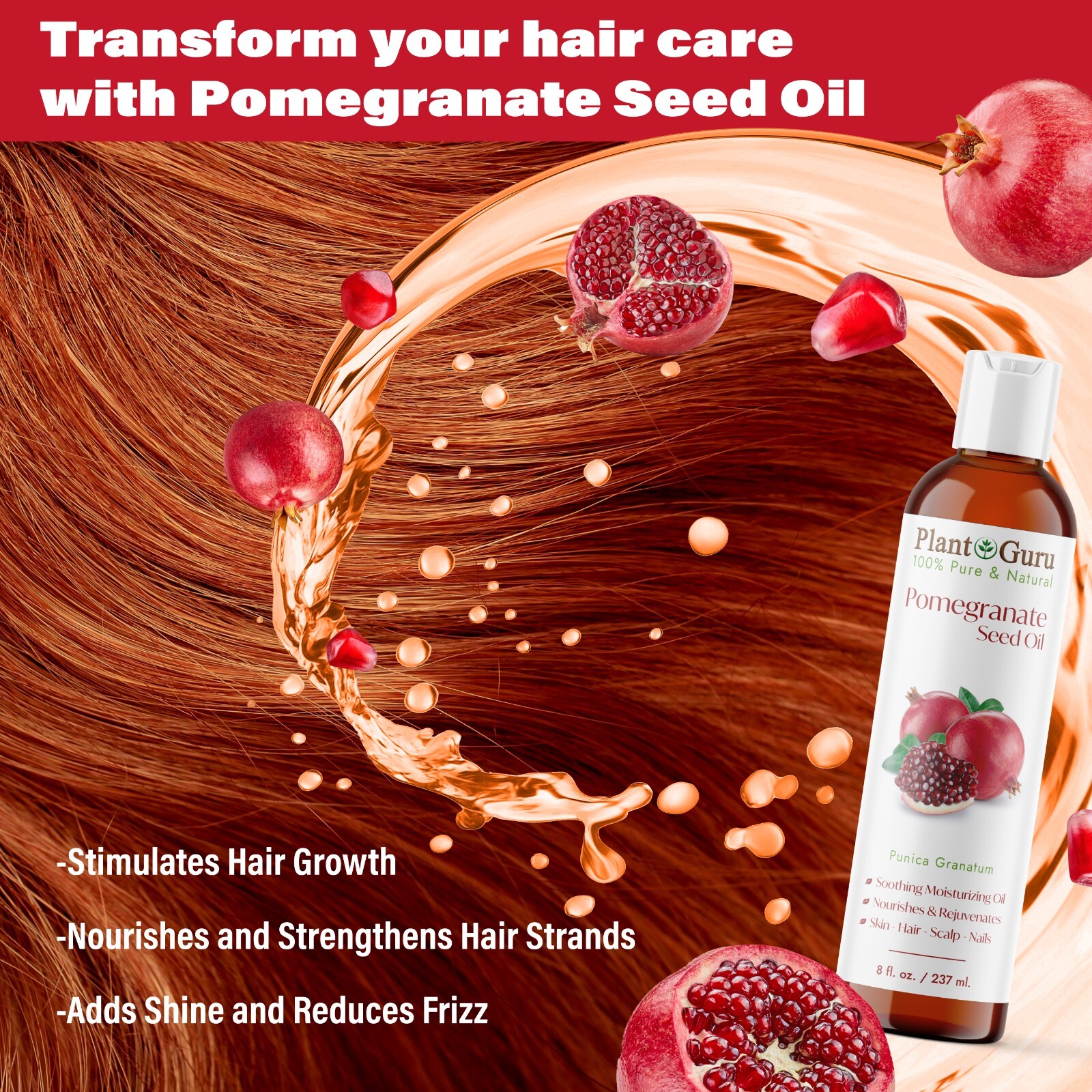 Pomegranate Seed Oil 2 oz. Cold Pressed 100% Pure Unrefined For Skin Face Hair