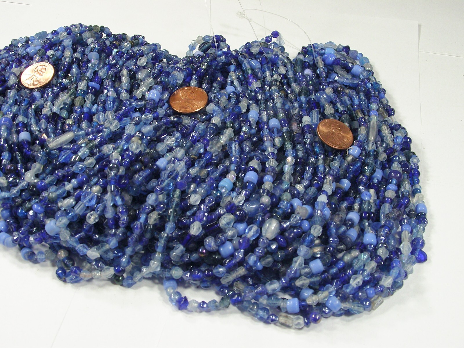 2 Pounds Blue Color India Handmade Glass Spacer Beads Bulk Lot (QKP-3) ⭐