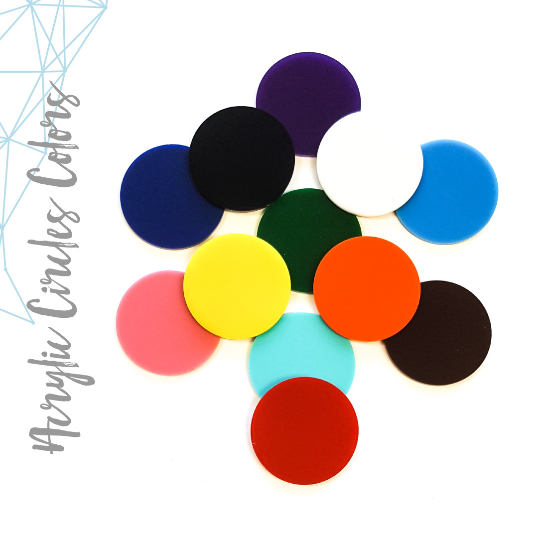 25 ACRYLIC CIRCLE DISCS BLANKS 1/8″ THICK (SELECT SIZE & COLOR) ROUND SHAPES