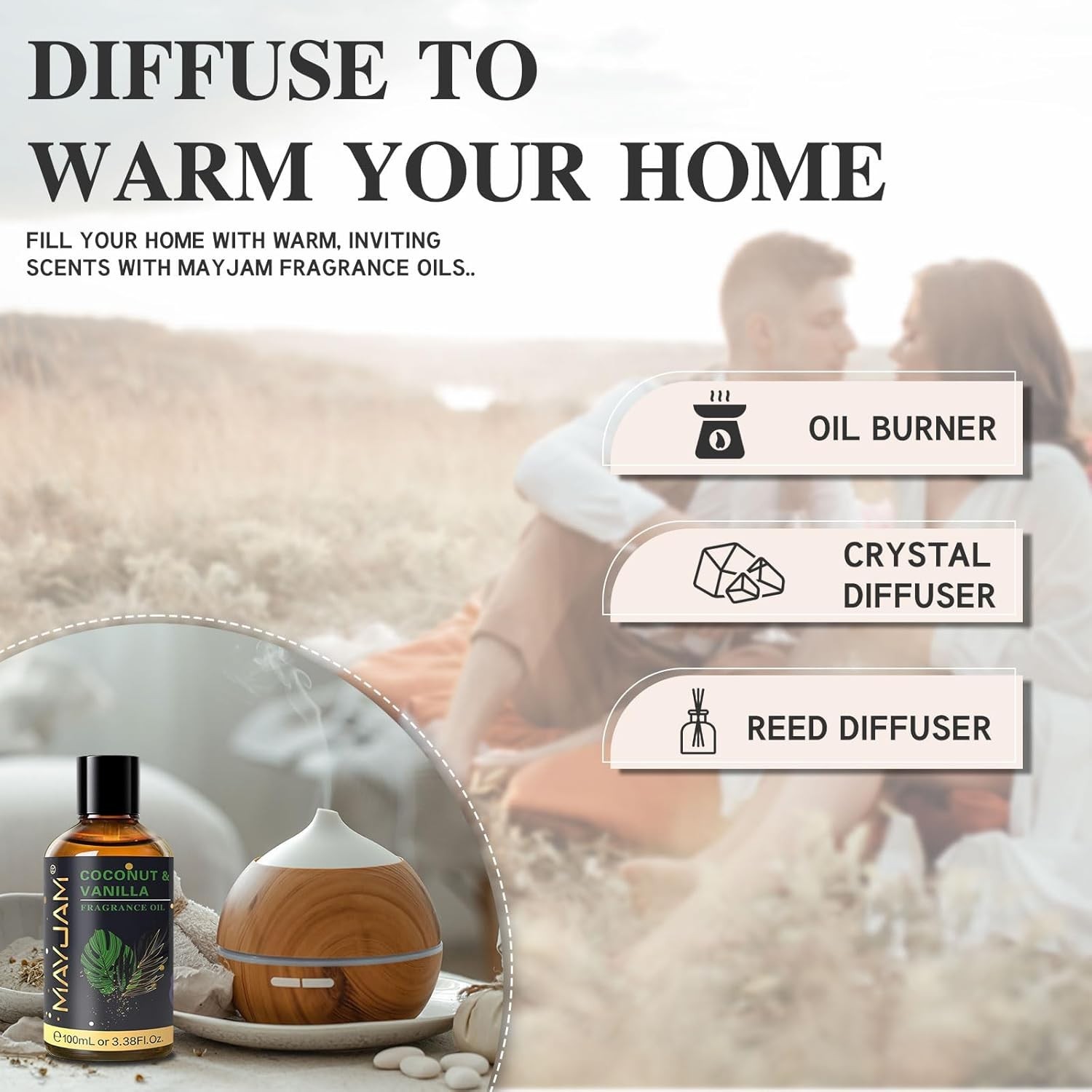 Long-Lasting Coconut Vanilla Fragrance Oil with Glass Dropper for DIY Projects