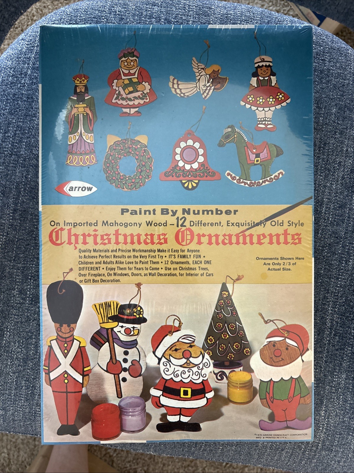 Vintage Arrow Paint By Number 12 Christmas Ornaments Craft Kit 1970 New!