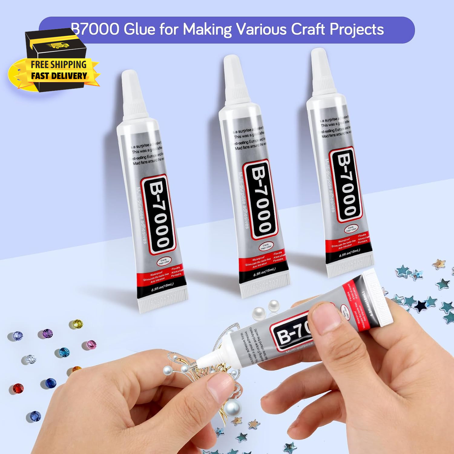 3PCS Jewelry Glue – 15Ml/0.5Fl Oz Clear DIY Craft Glue for Rhinestones, Waterpro
