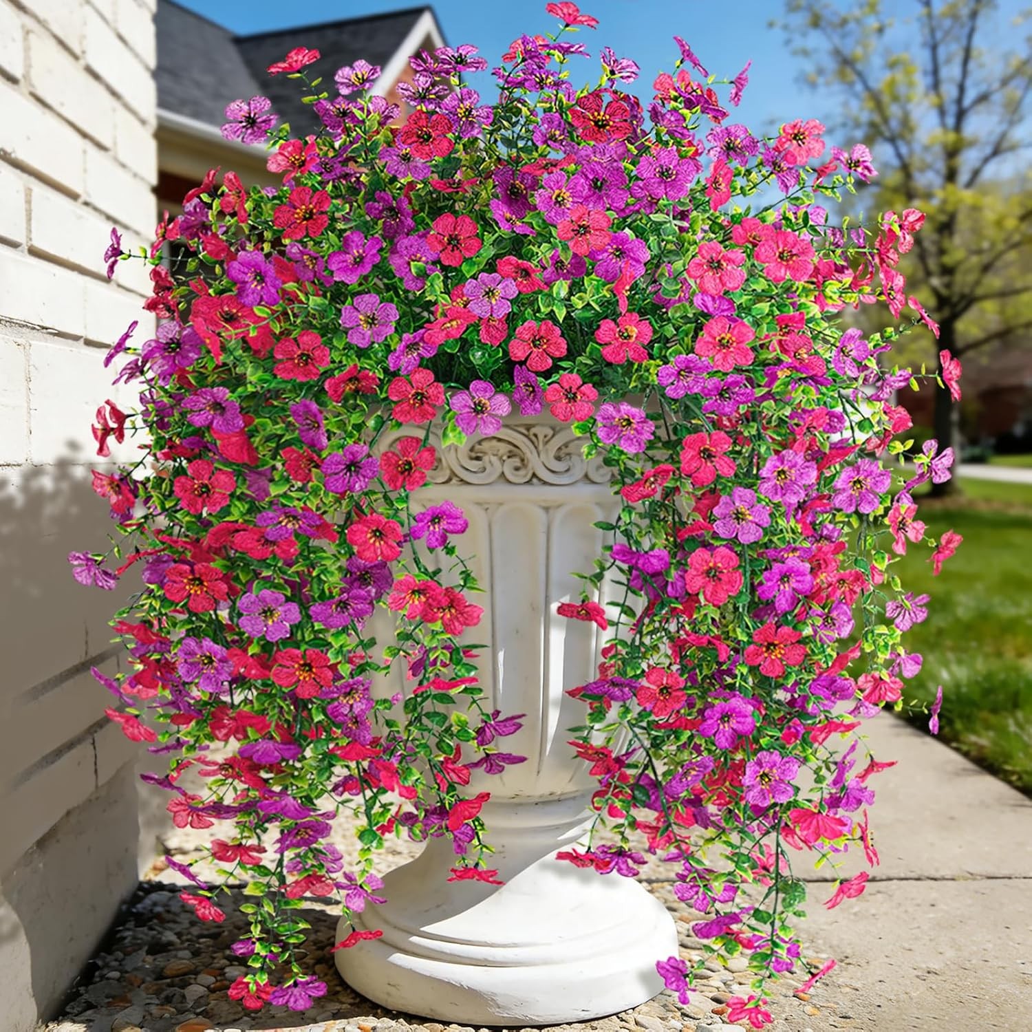 2Pcs UV Resistant Artificial Daisy Hanging Flowers Outdoor Decor