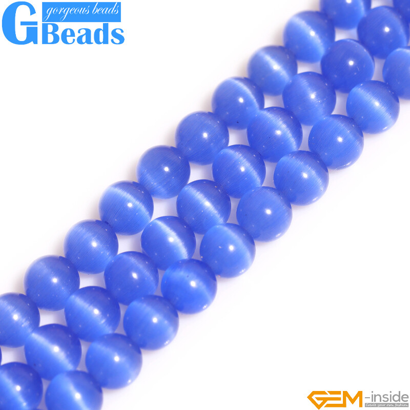 Assorted Colors Lab Created Cat’s Eye Round Beads Free Shipping Strand 14″