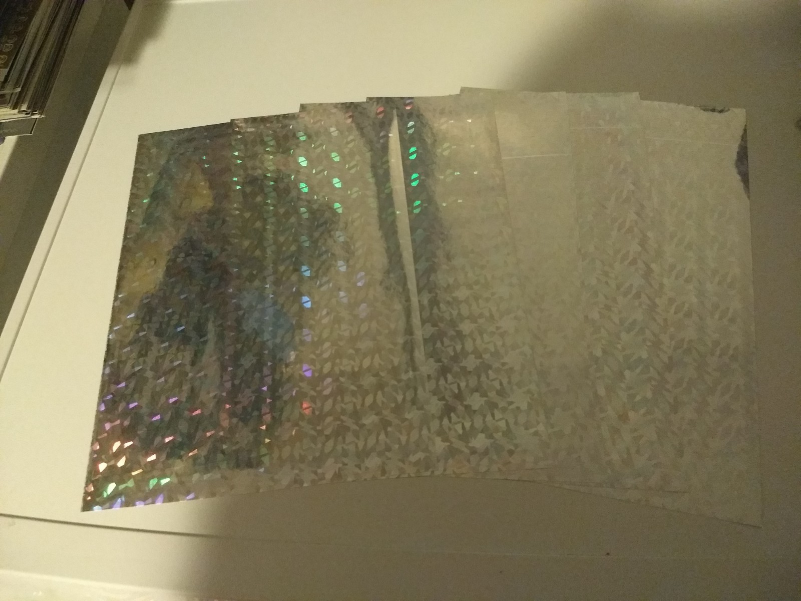 5X HOLOGRAPHIC SILVER PAPER 30X21 CM/1 SIDE/