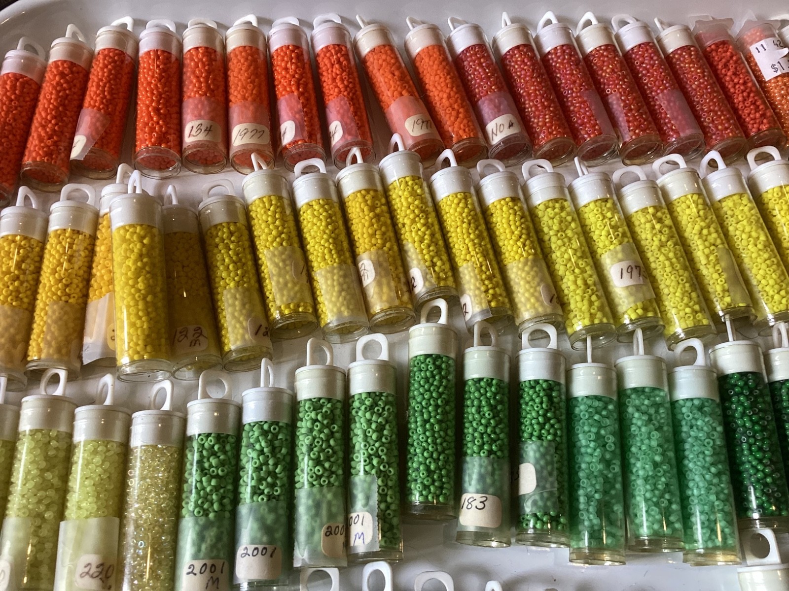 Bulk Vintage Craft Glass Seed Bead Lot 114 Tubes Multiple Colors New Old Stock