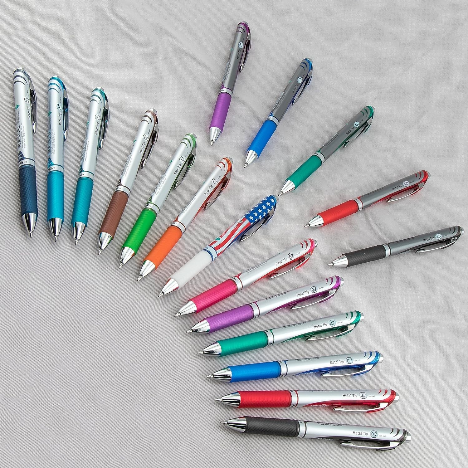 Stylish EnerGel RTX Retractable Pens 1.0mm Green Ink with Rubber Grip, 2 Pack