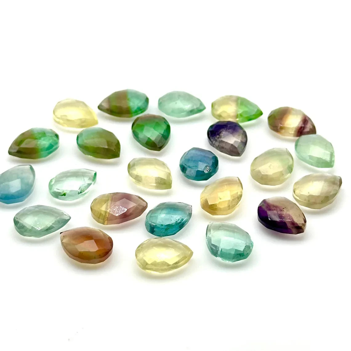 Rainbow Fluorite Faceted Pear Shape Beads, AAA+ Quality Teardrop Bead, 9X12 MM