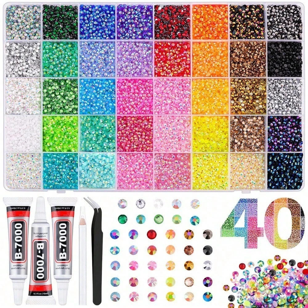 Jelly Rhinestones Bedazzling Kit Multicolor 3mm Flatback Resin Bedazzler Gems US
