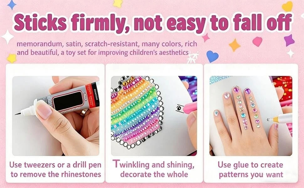 Jelly Rhinestones Bedazzling Kit Multicolor 3mm Flatback Resin Bedazzler Gems US