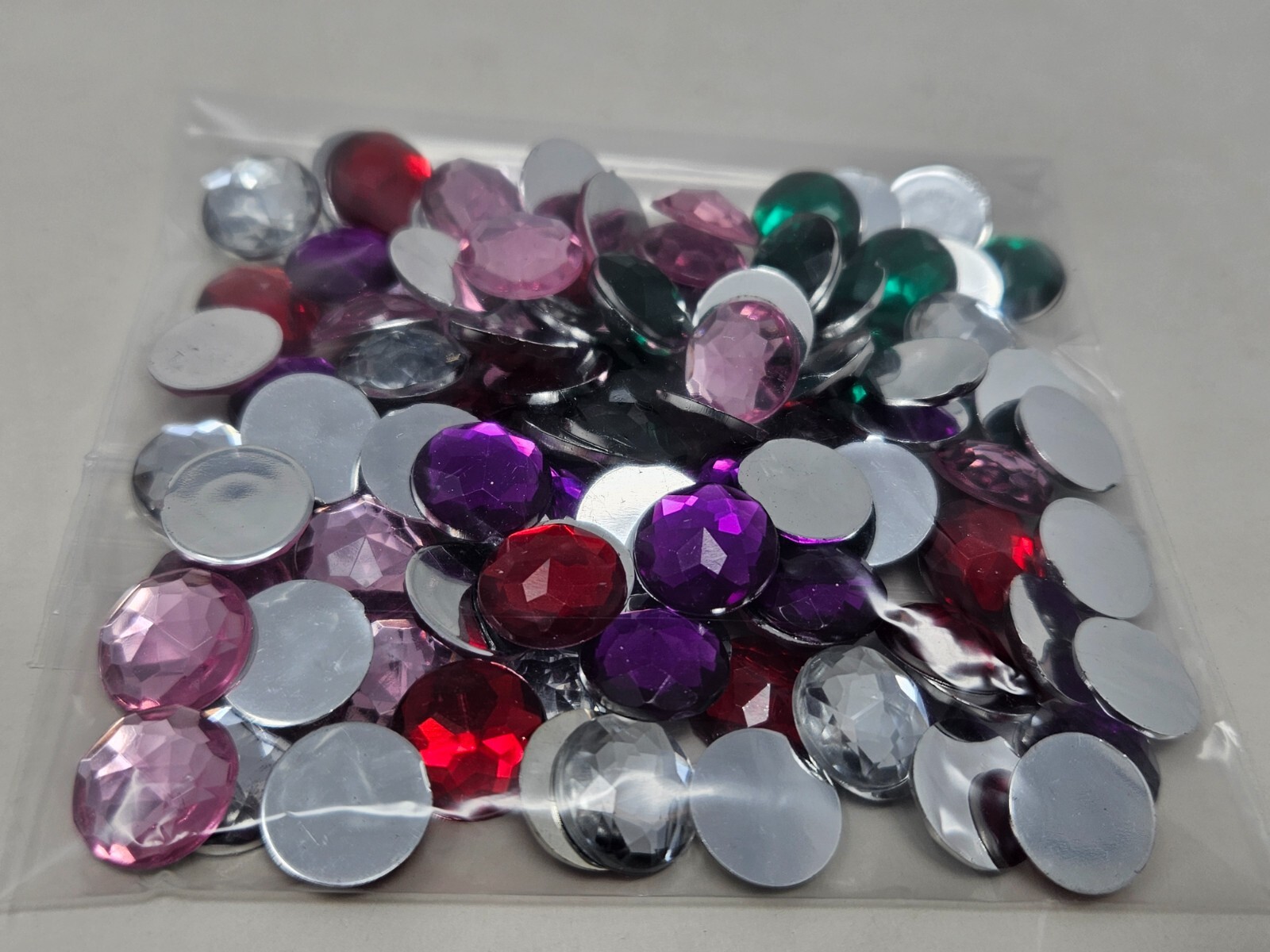 100 pcs 13mm Round Assorted Crystal Rhinestones Craft Glue On Jewels Gems VTG