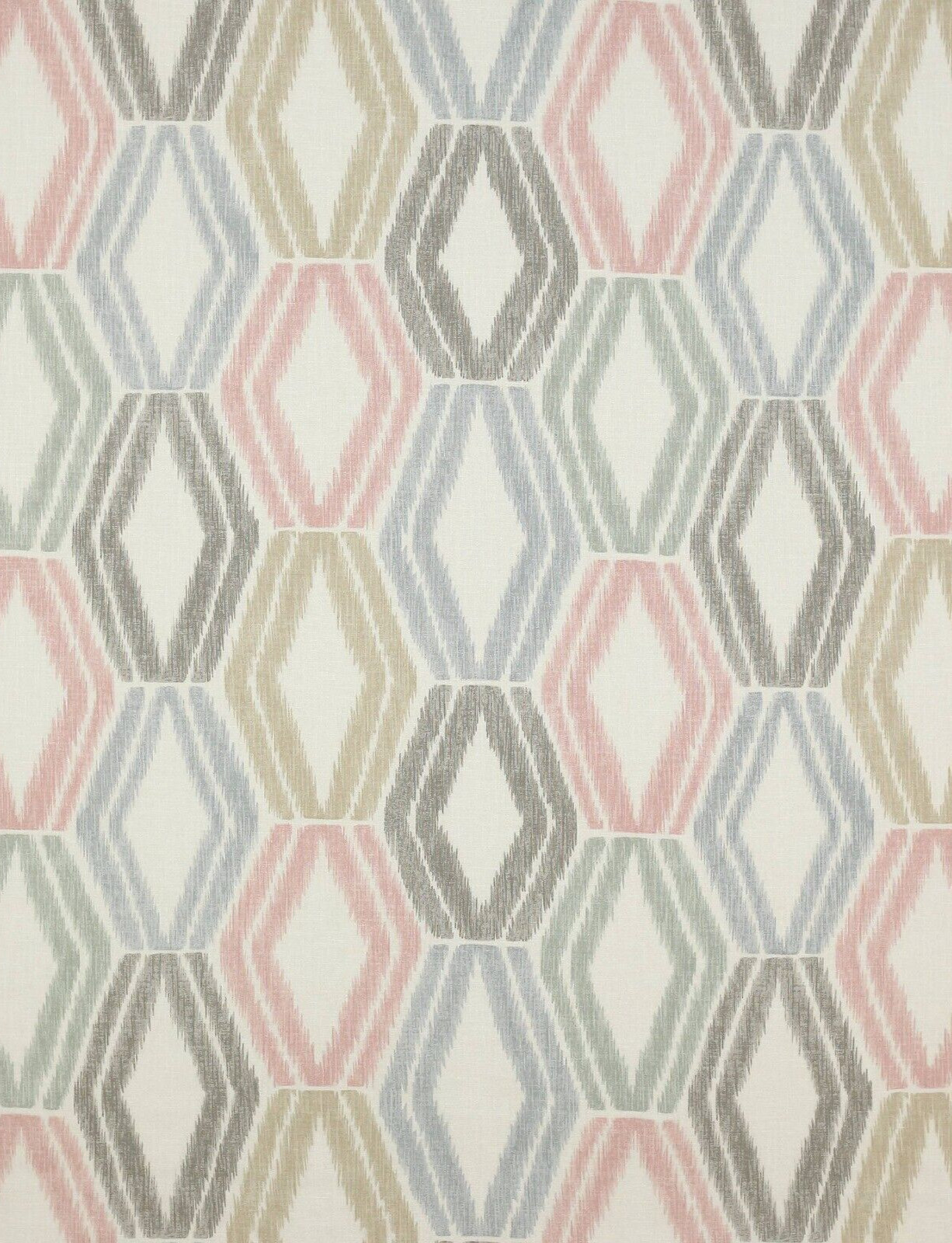 JANE CHURCHILL CURTAIN FABRIC Alexis 3.8 METRES PINK/AQUA LINEN BLEND EDEN COLL