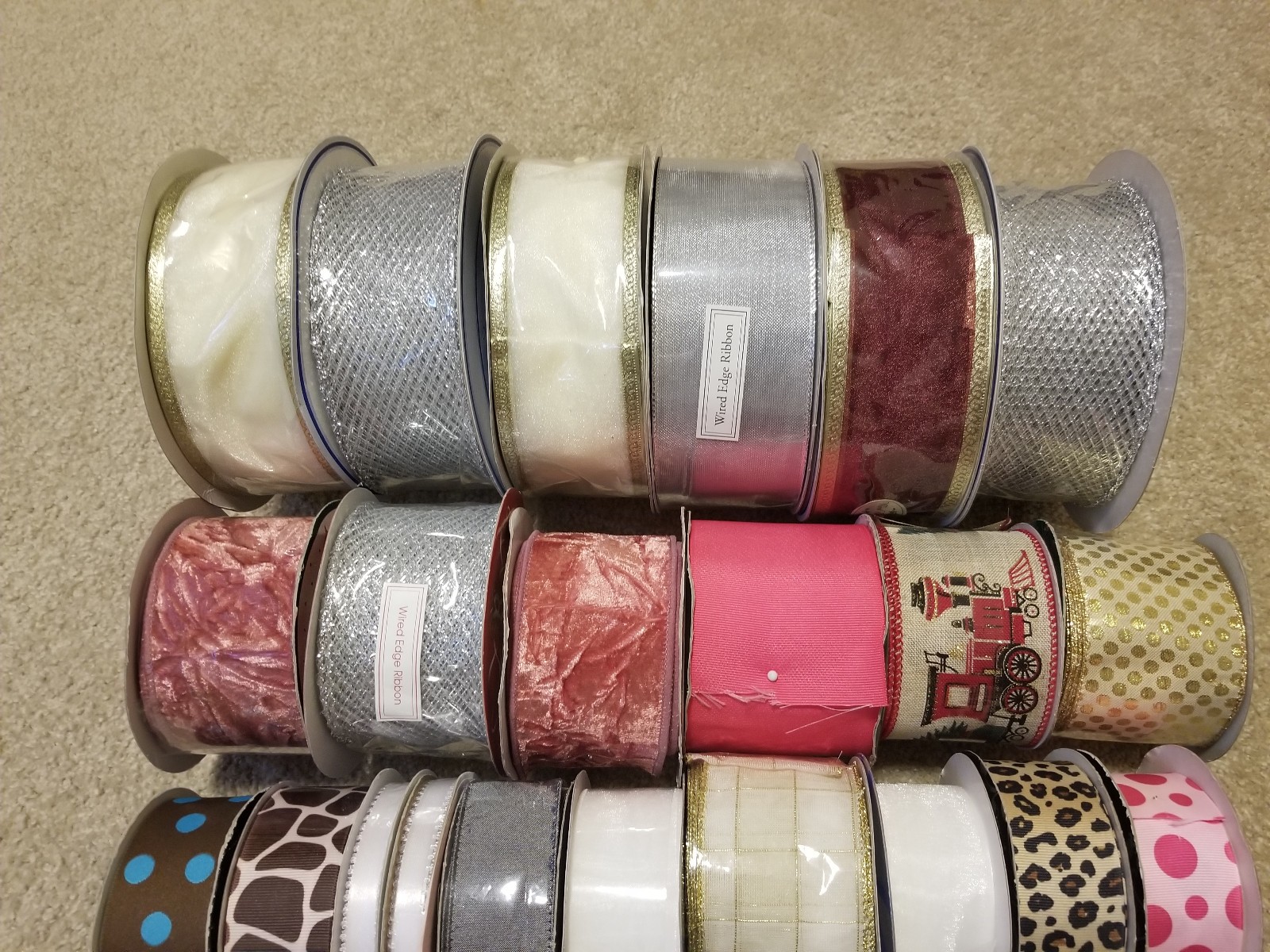 70+ Roll Ribbon Lot Assorted Sizes & Patterns Wreath Making Craft Supplies