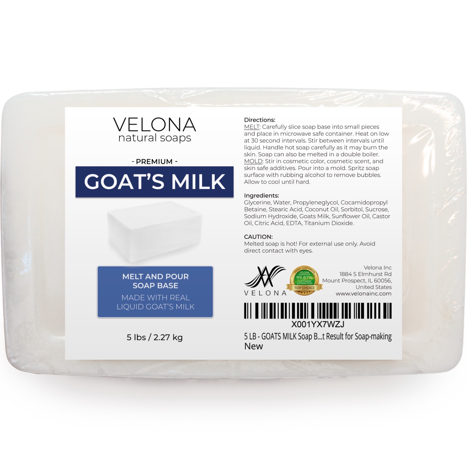 10 LB – GOATS MILK Soap Base by Velona | SLS/SLES free | Melt and Pour
