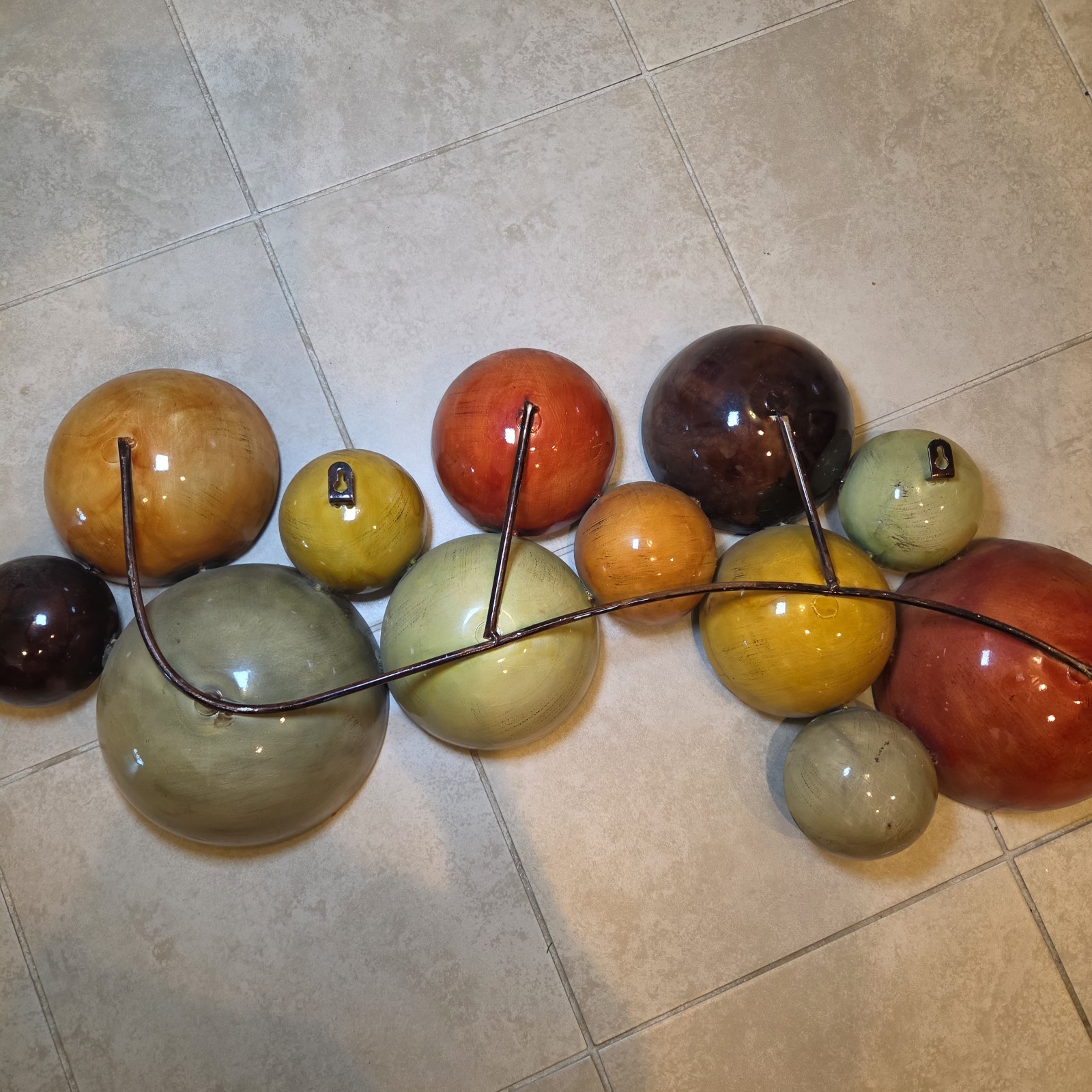 Large 32×16 3D Multicolor Metal Bowl Wall Sculpture Mid Century Modern Decor
