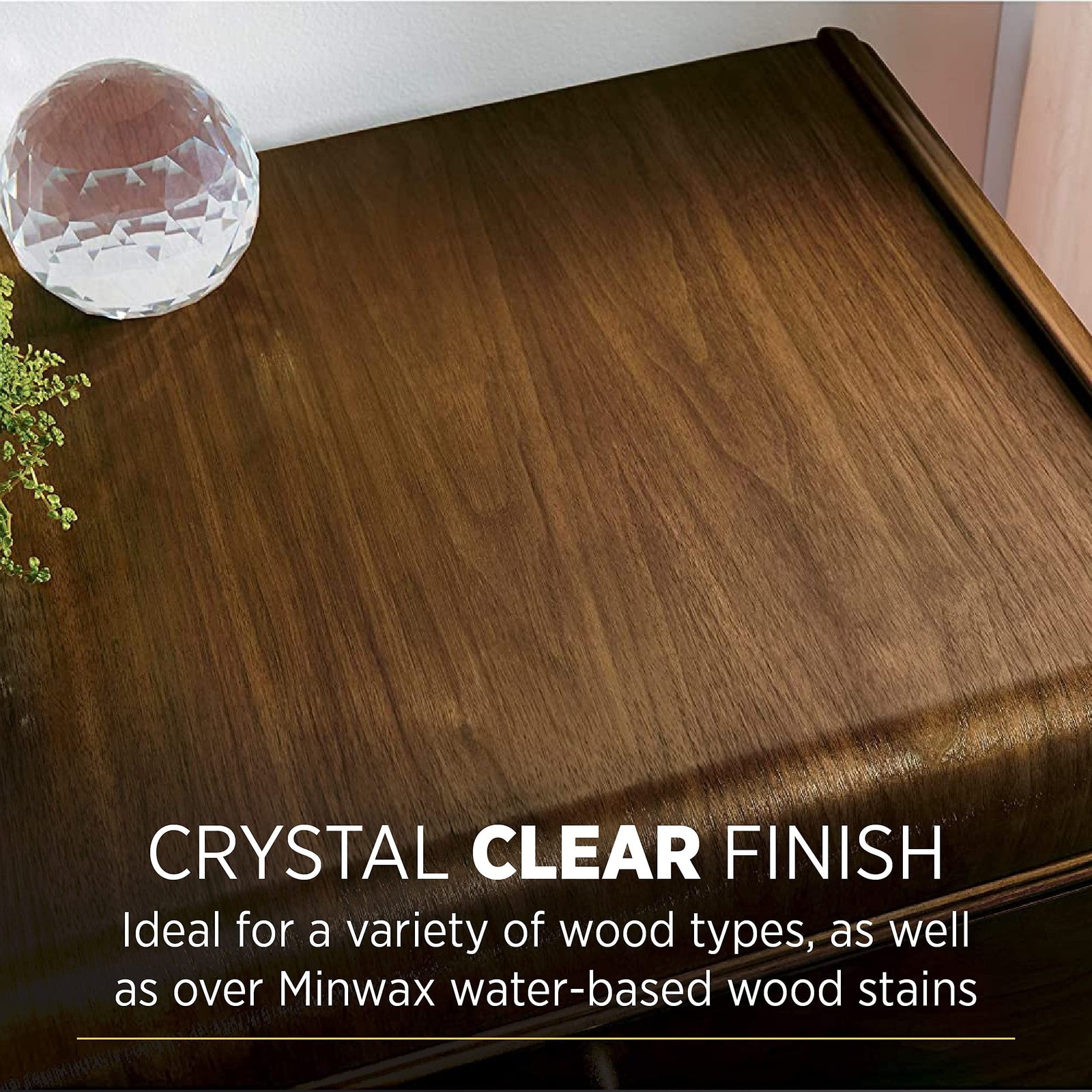 1/2 pt Minwax 25555 Clear Polycrylic Water-Based Protective 8 fl oz, Gloss
