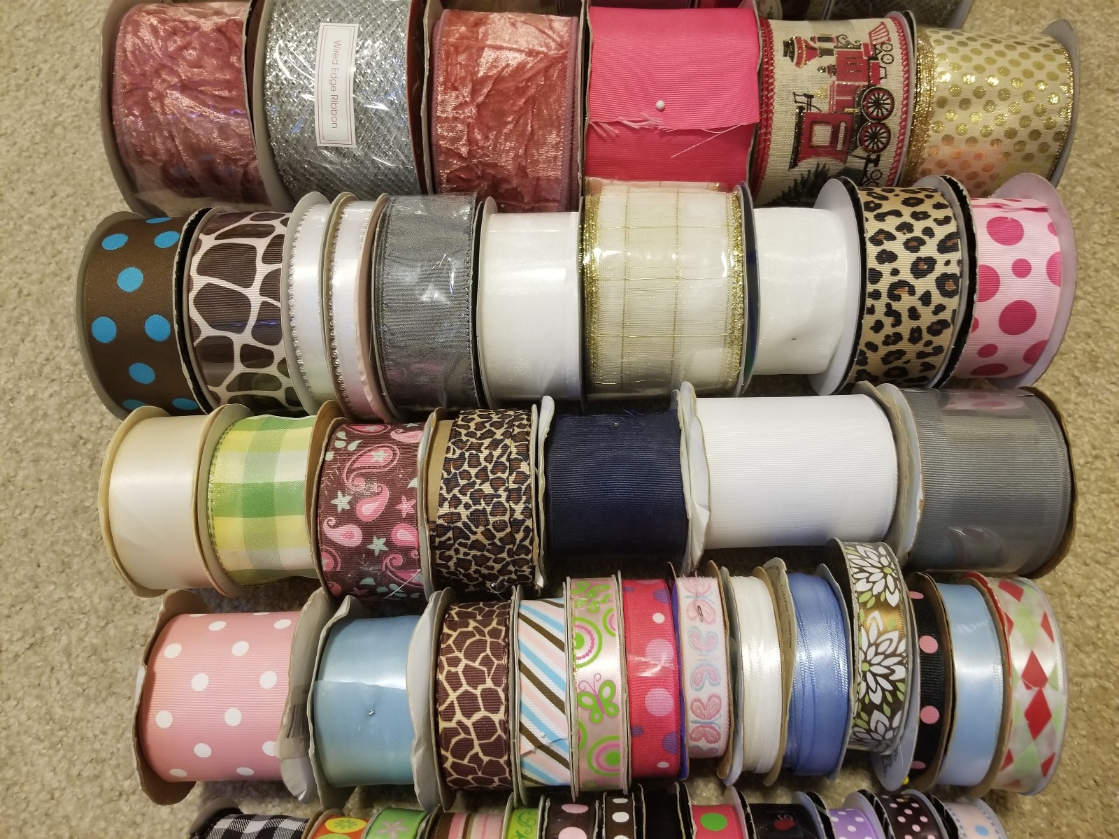 70+ Roll Ribbon Lot Assorted Sizes & Patterns Wreath Making Craft Supplies