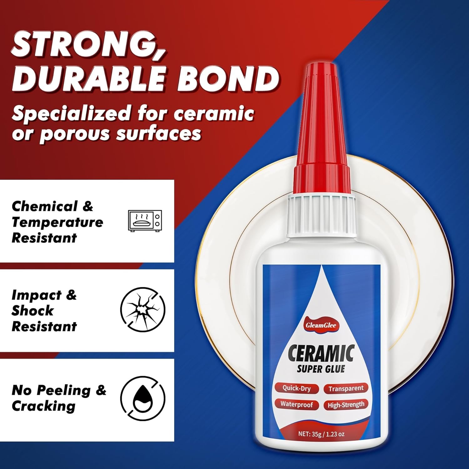 Food Grade, Fast-Drying Super Glue for Ceramic & Porcelain Repairs – 36.5ml