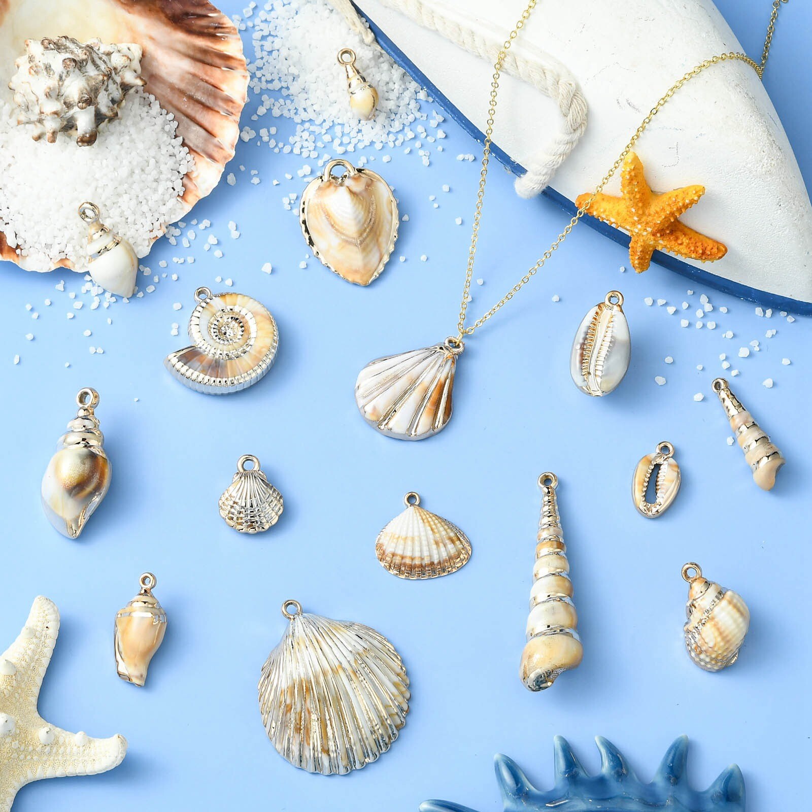 32pcs Shell Charms Seashell Charms Bulk Summer Acrylic Pendants for Jewelry DIY
