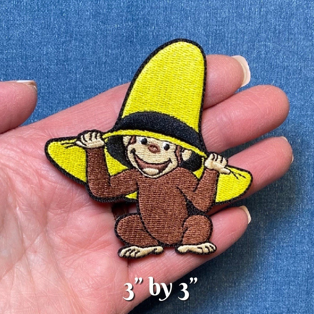 Curious George Embroidered Iron on Patch, Monkey in Yellow Hat, 3″ X 3″
