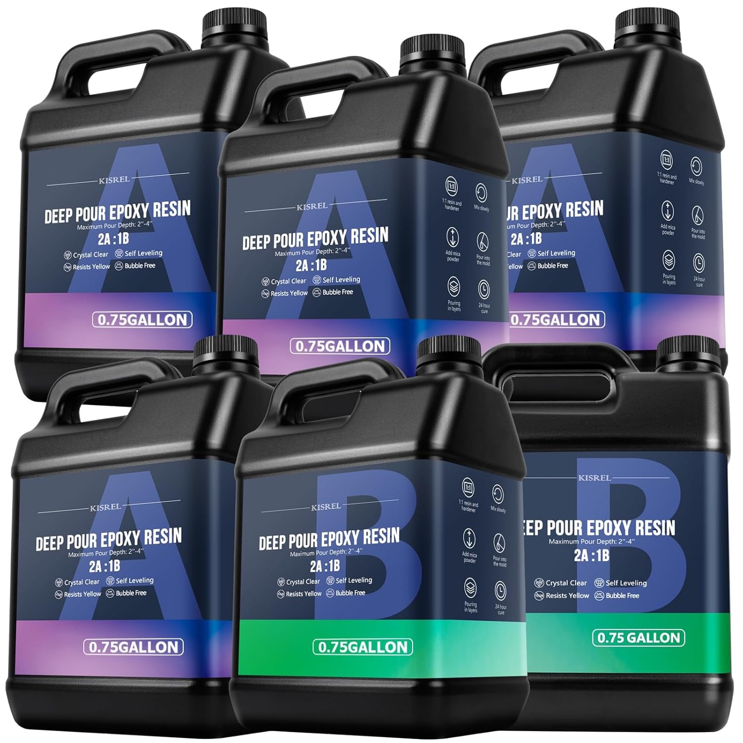 Deep Pour Epoxy Resin 96OZ Resin Epoxy Kit 2:1 2-4 Inch Pour Depths，Bubble Free
