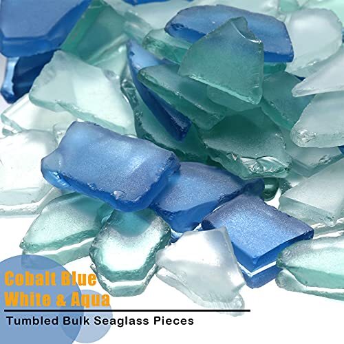 Sea Glass for Crafts Seaglass Pieces Decor Frosted Sea Blue White Green